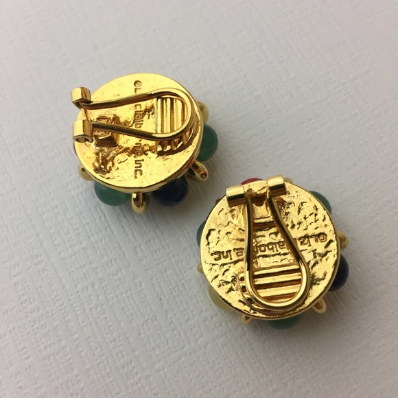 Classy Liz Claiborne Beaded Clip On Earrings - Picture 5 of 8